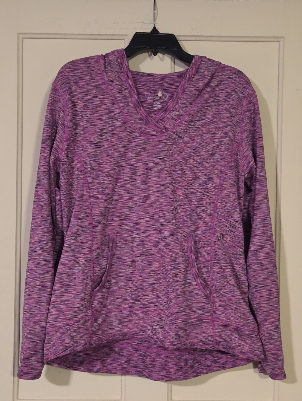 Tangerine Purple Space-Dye V-Neck Pullover Hoodie